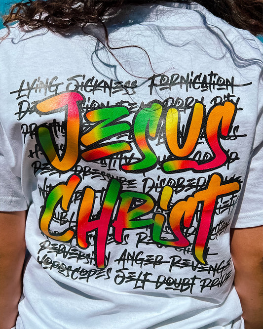 Jesus Christ Covers T-shirt โ White