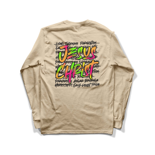 Jesus Christ Covers Long Sleeve โ Sand