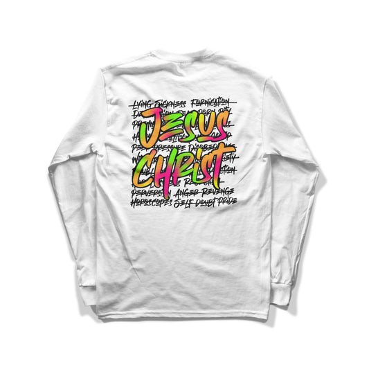 Jesus Christ Covers Long Sleeve โ White