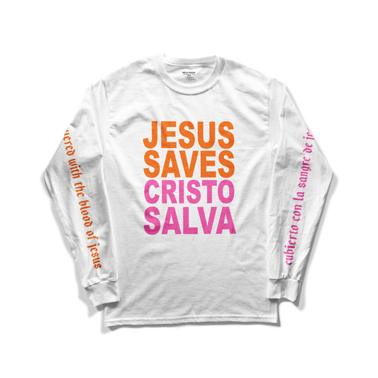 JSCS Campaign Long Sleeve — White & Orange/Pink